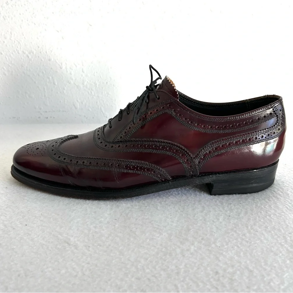 Vintage Florsheim Imperial Brown Wingtip Shoes Men's Size US 9B